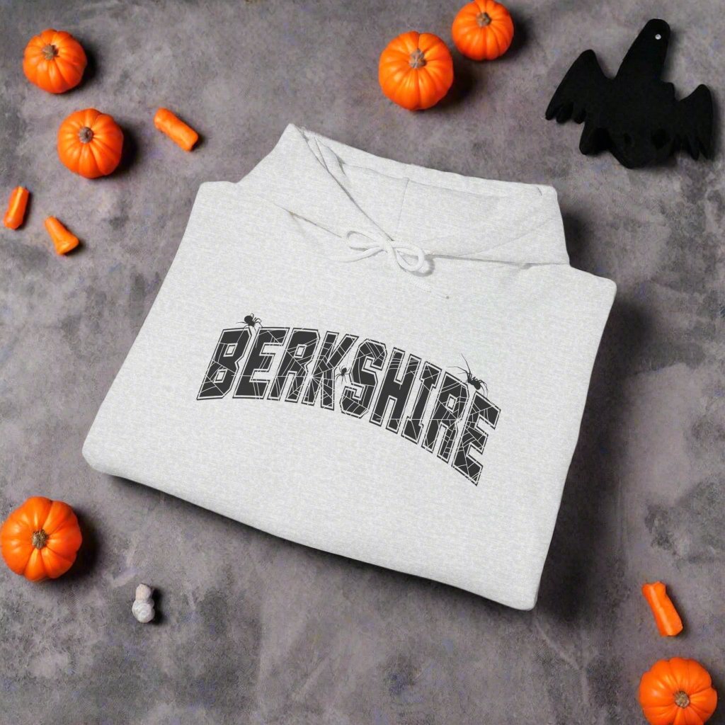 Berkshire Arachnophobia Hooded Sweatshirt Ash With Black Text Flat Lay