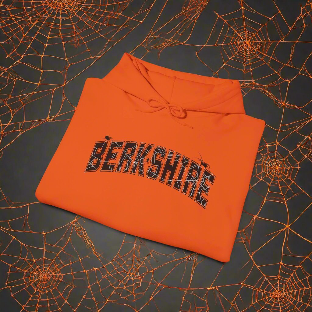 Berkshire Arachnophobia Hooded Sweatshirt Orange With Black Text Fla Lay