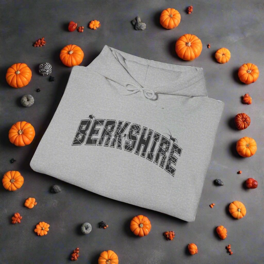 Berkshire Arachnophobia Hooded Sweatshirt Sport Grey With Black Text Flat Lay