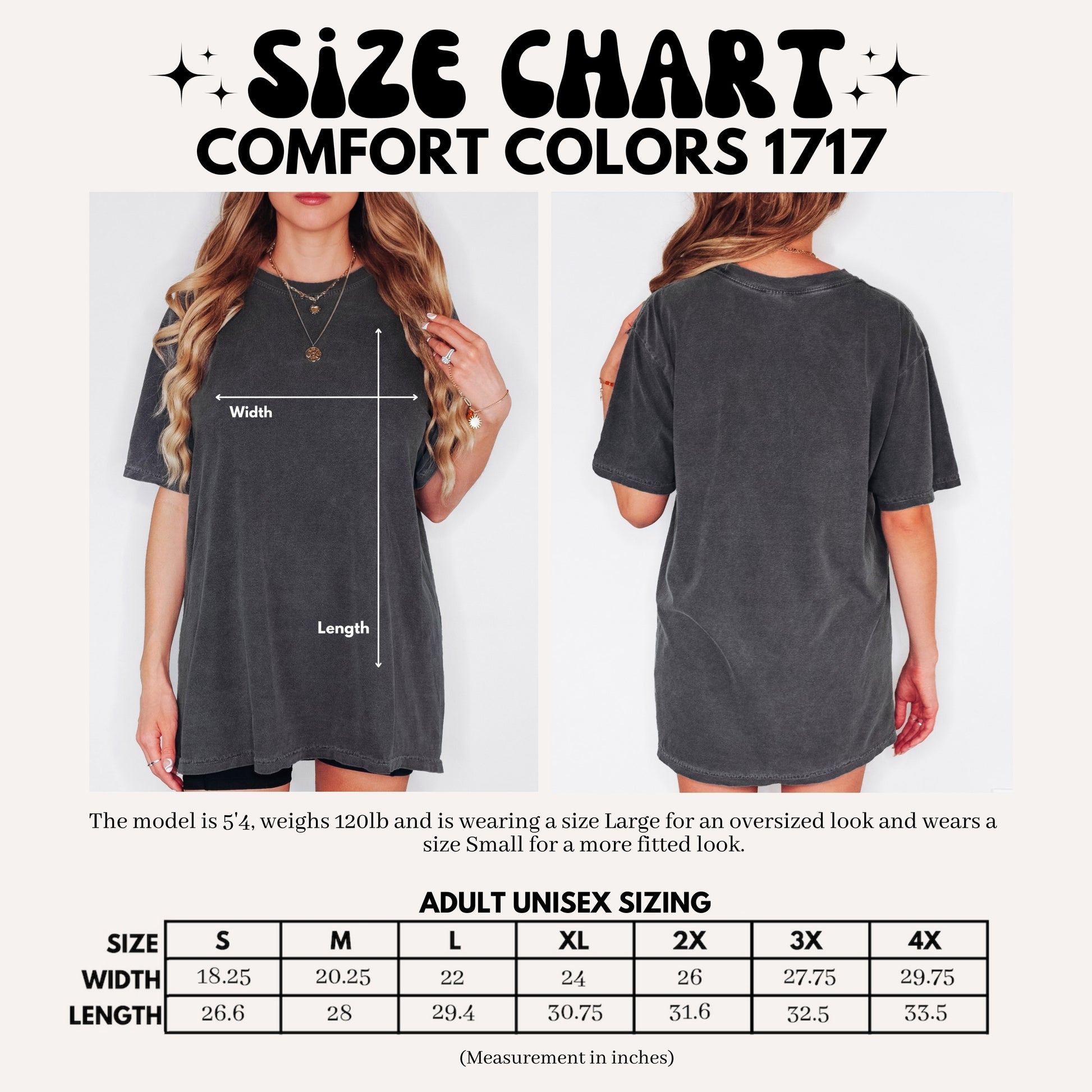 Comfort Colors 1717 Size Chart