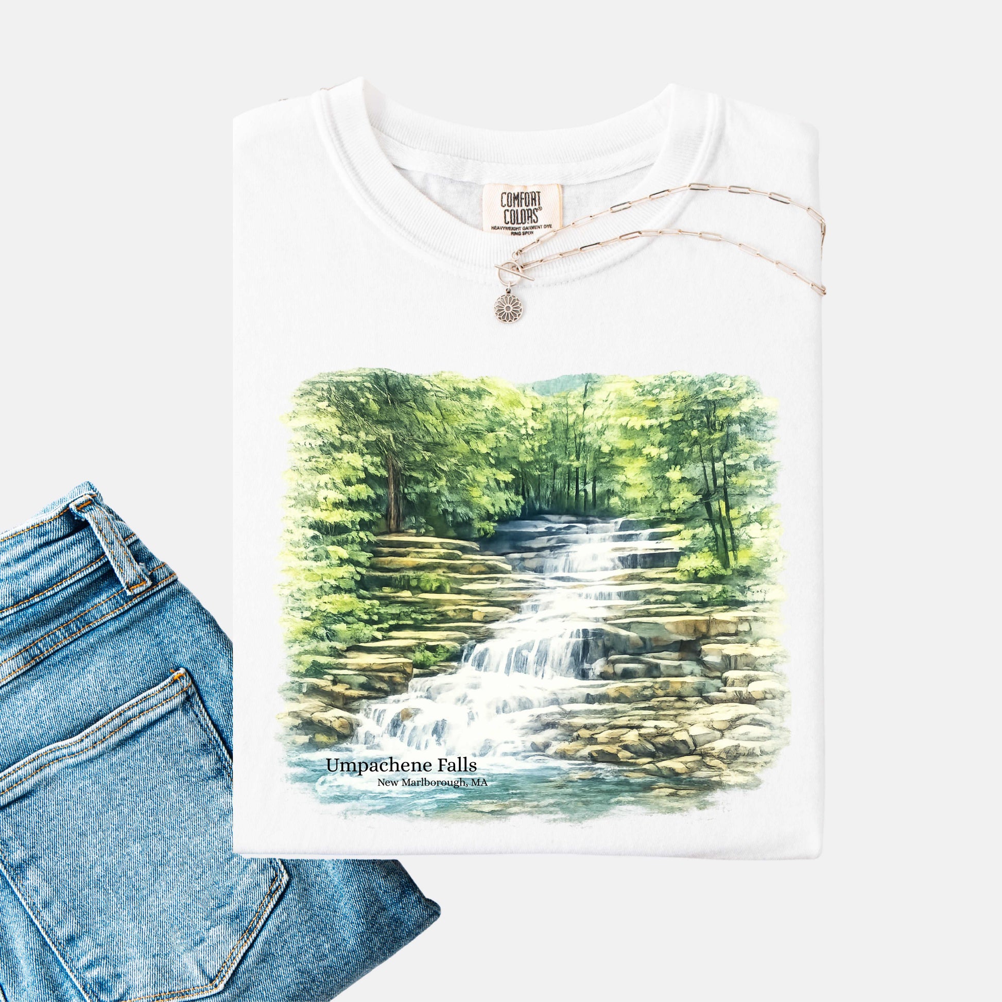 Umpachene Falls Comfort Colors t-shirt with waterfall design in white