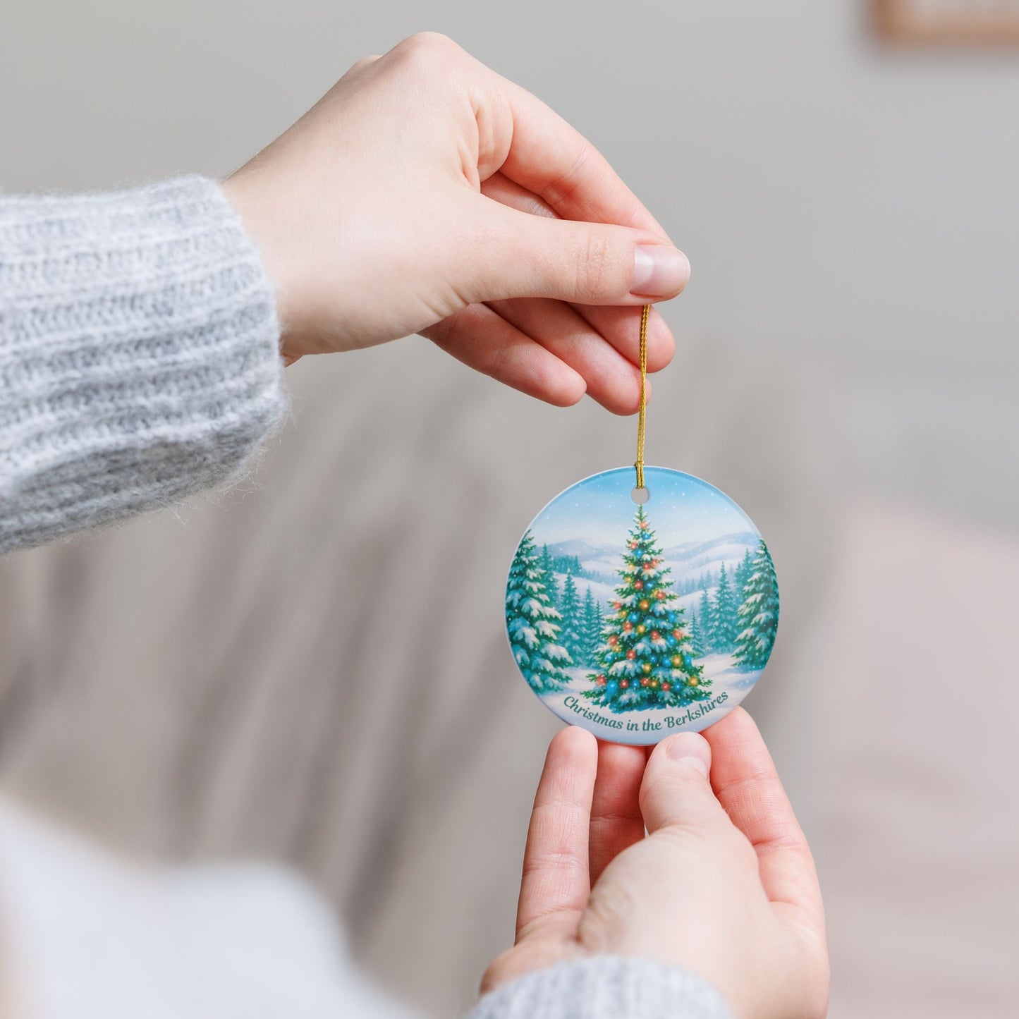 Christmas in the Berkshires ceramic ornament 