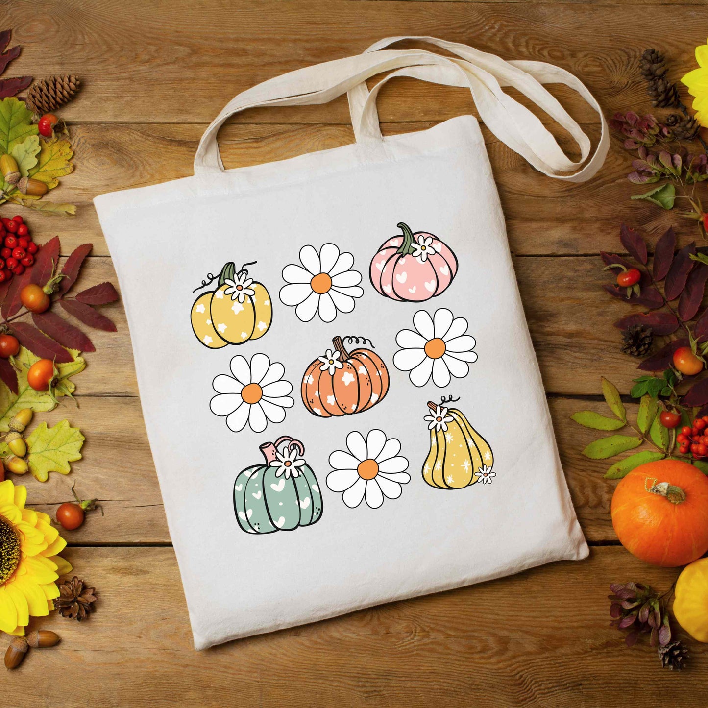 Cutest Pumpkin In The Patch Canvas Tote Bag Flat Lay