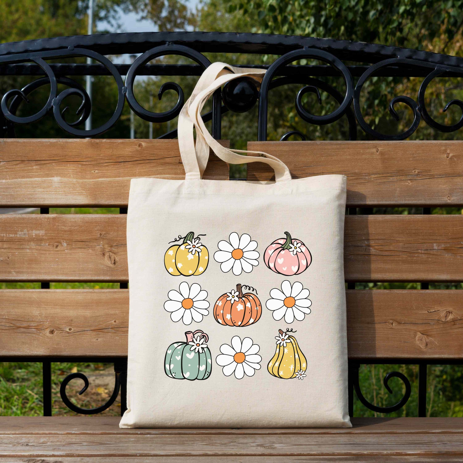 Cutest Pumpkin In The Patch Canvas Tote Bag On Bench