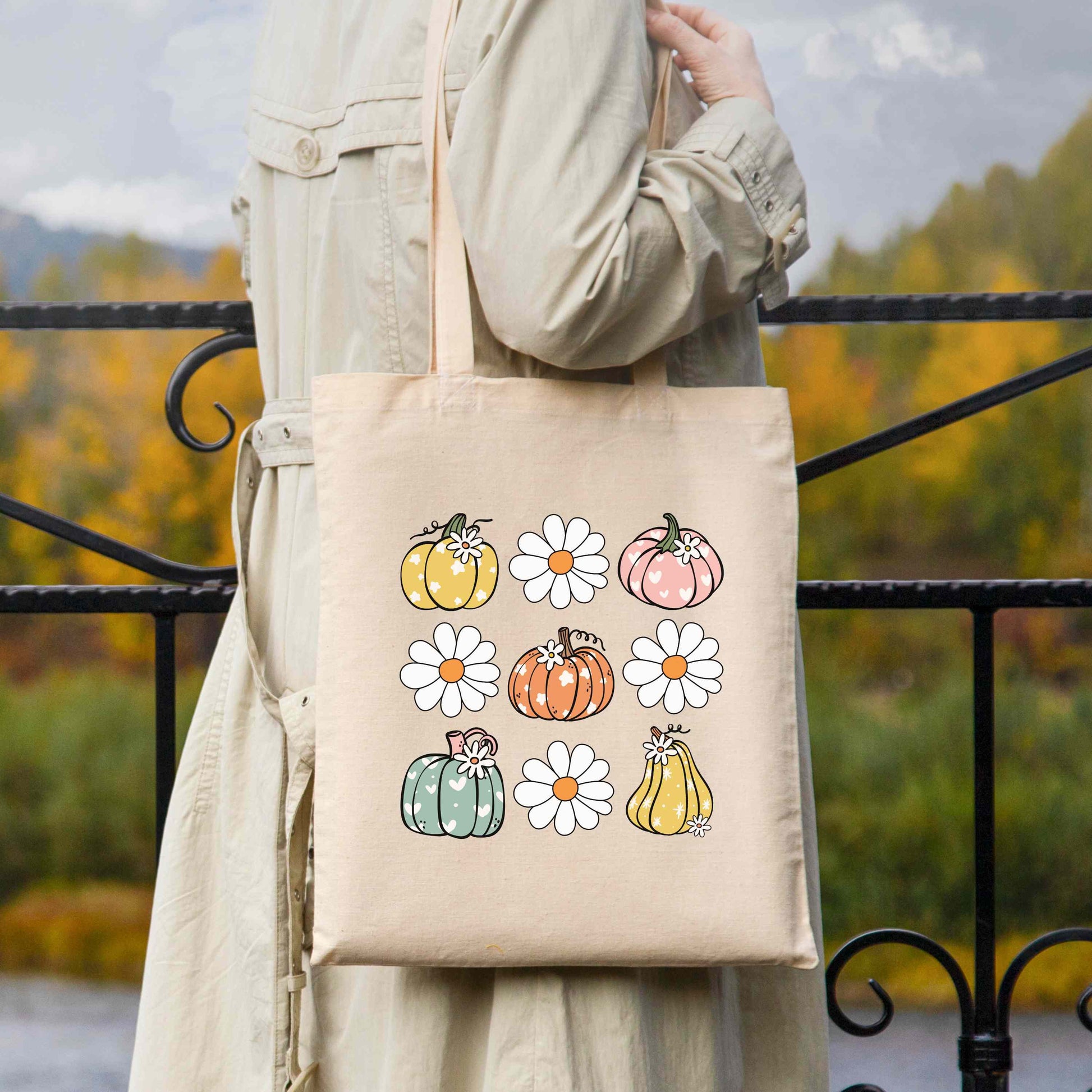 Cutest Pumpkin In The Patch Canvas Tote Bag Over Shoulder