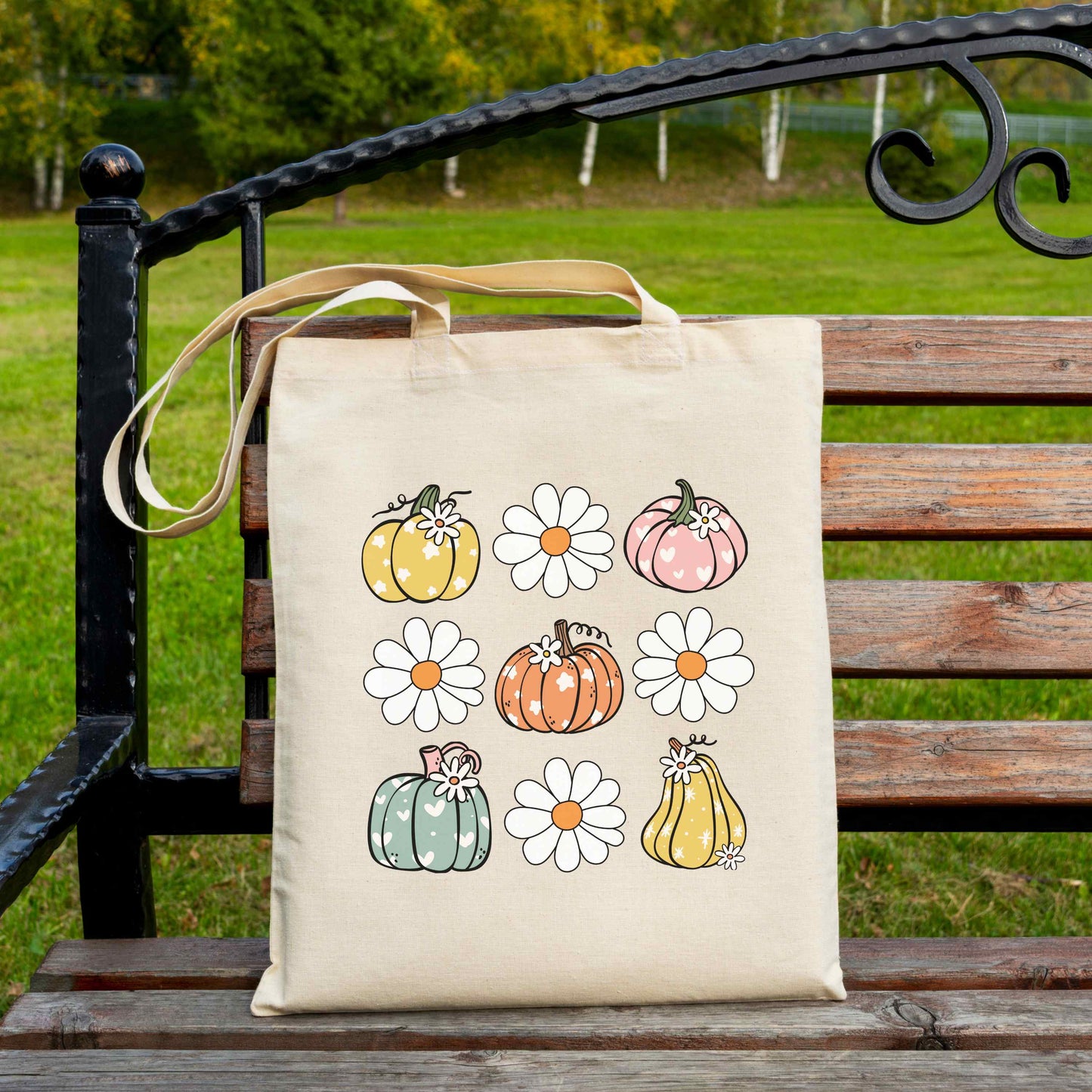 Cutest Pumpkin In The Patch Canvas Tote Bag On Bench