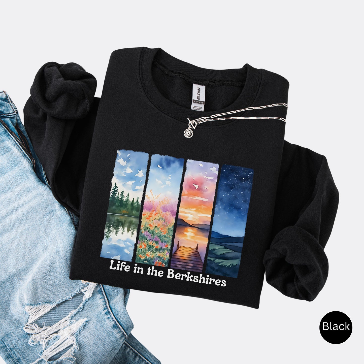 Life in the Berkshires Crewneck Sweatshirt – Scenic New England Graphic