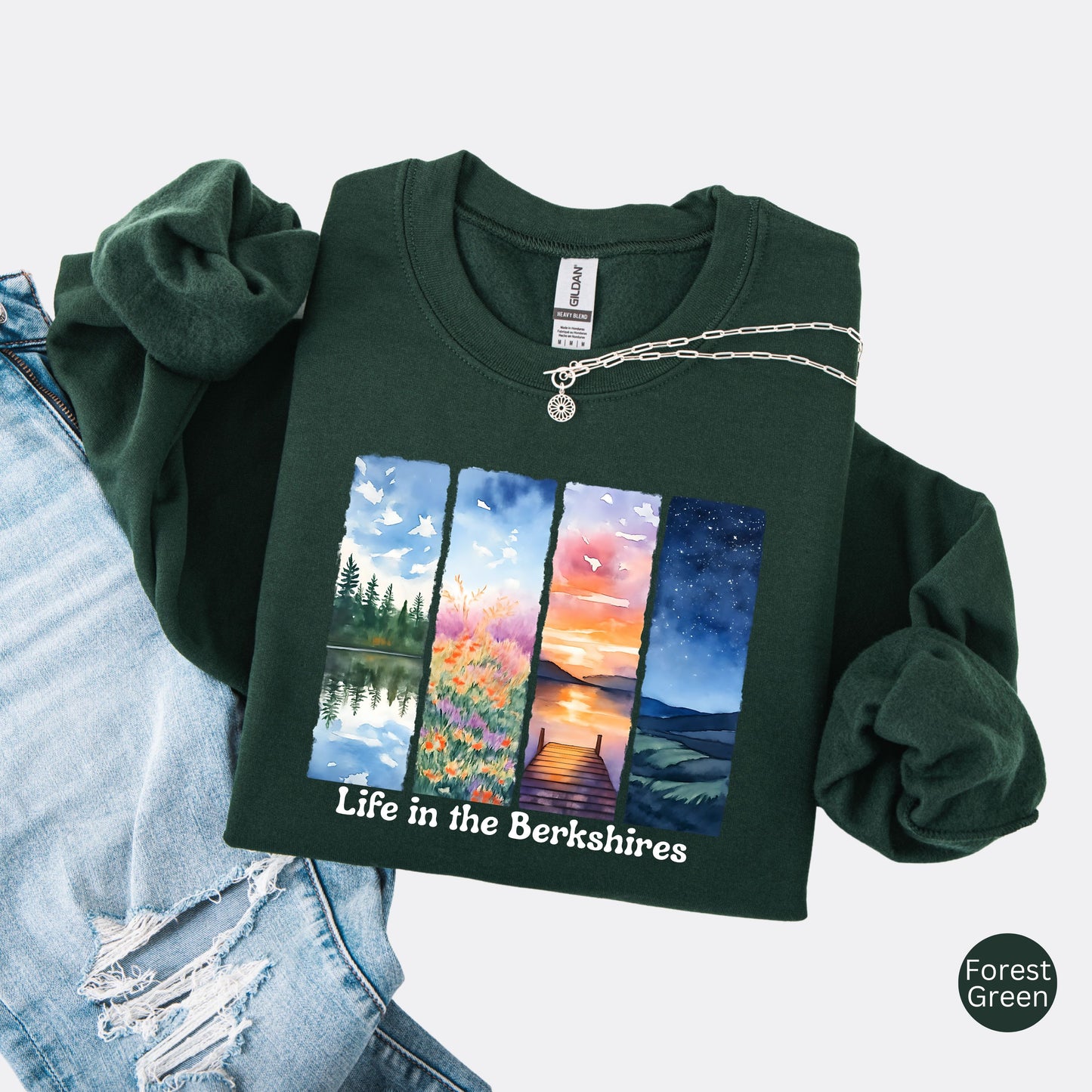 Life in the Berkshires Crewneck Sweatshirt – Scenic New England Graphic