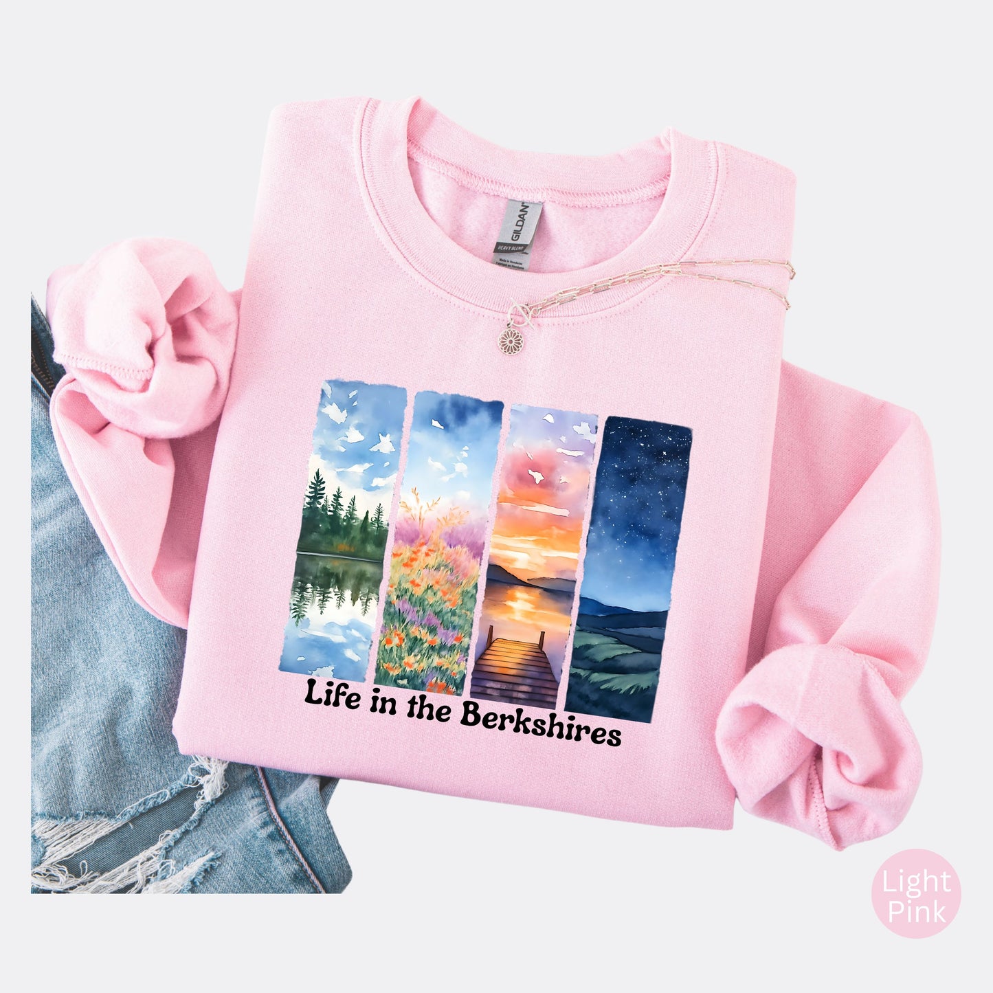 Life in the Berkshires Crewneck Sweatshirt – Scenic New England Graphic