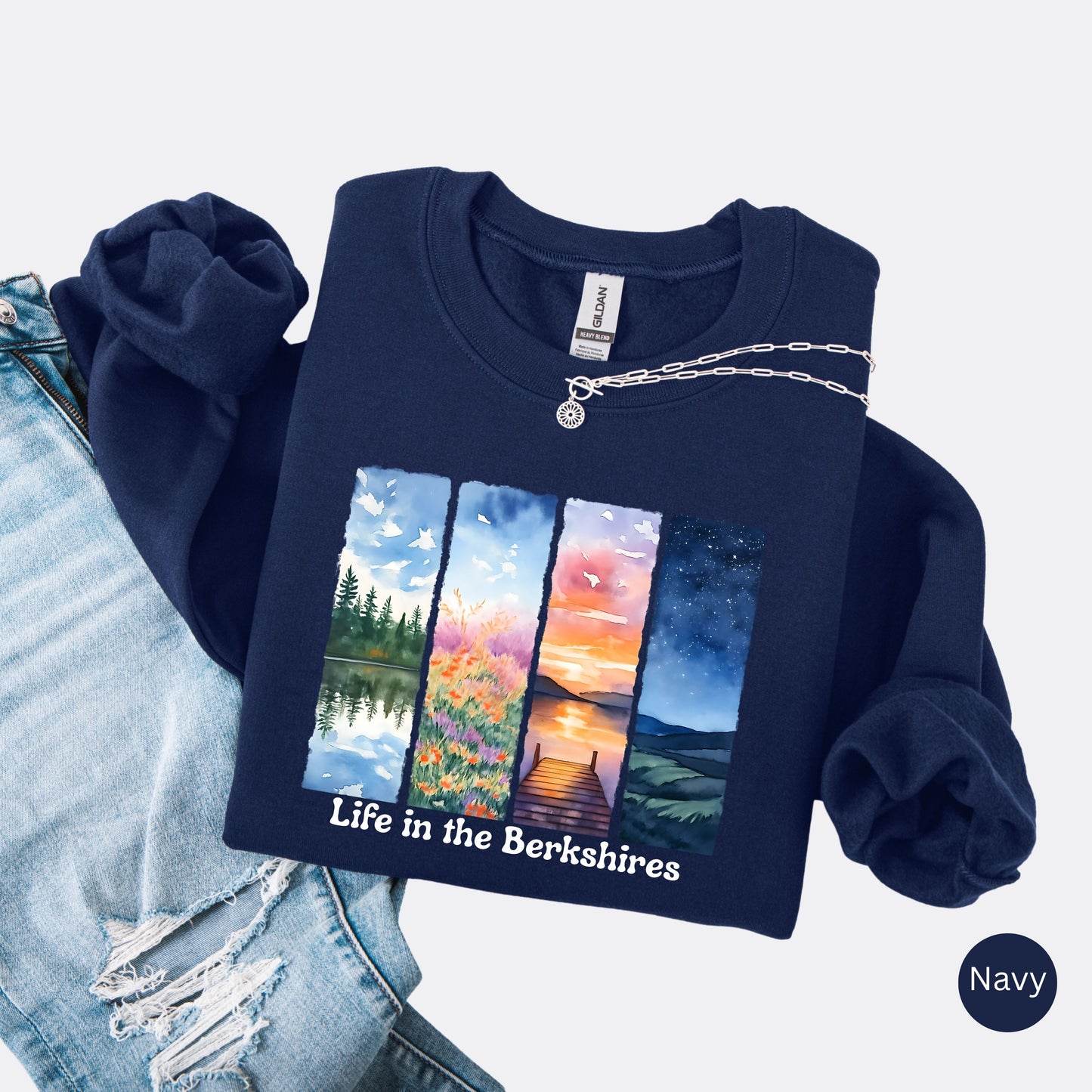Life in the Berkshires Crewneck Sweatshirt – Scenic New England Graphic