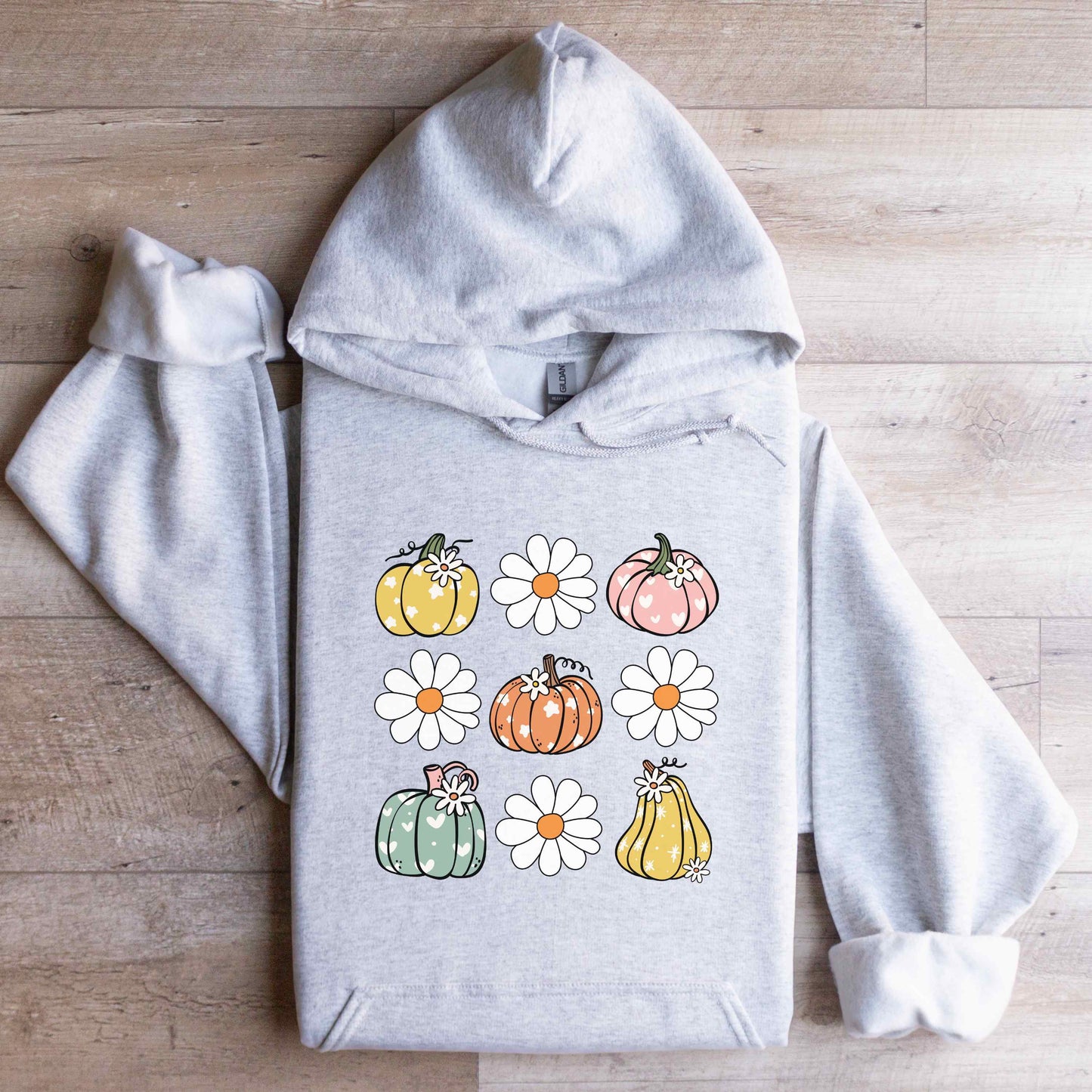 Hooded Sweatshirt Cutest Pumpkin in the Patch Ash Flat Lay