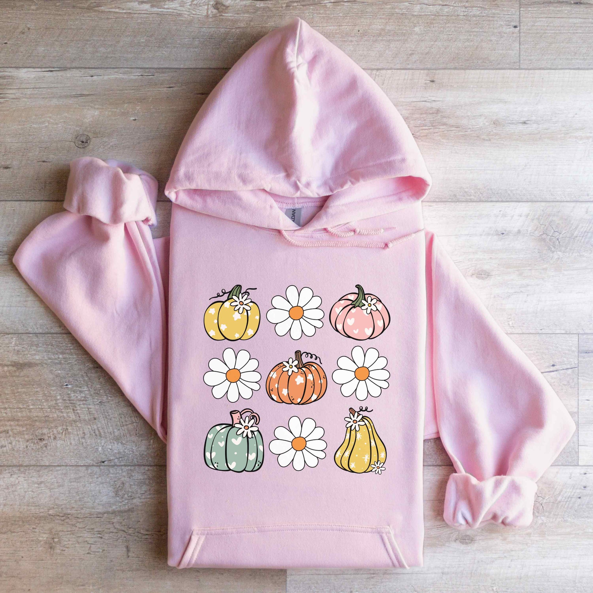 Hooded Sweatshirt Cutest Pumpkin in the Patch Pink Flat Lay