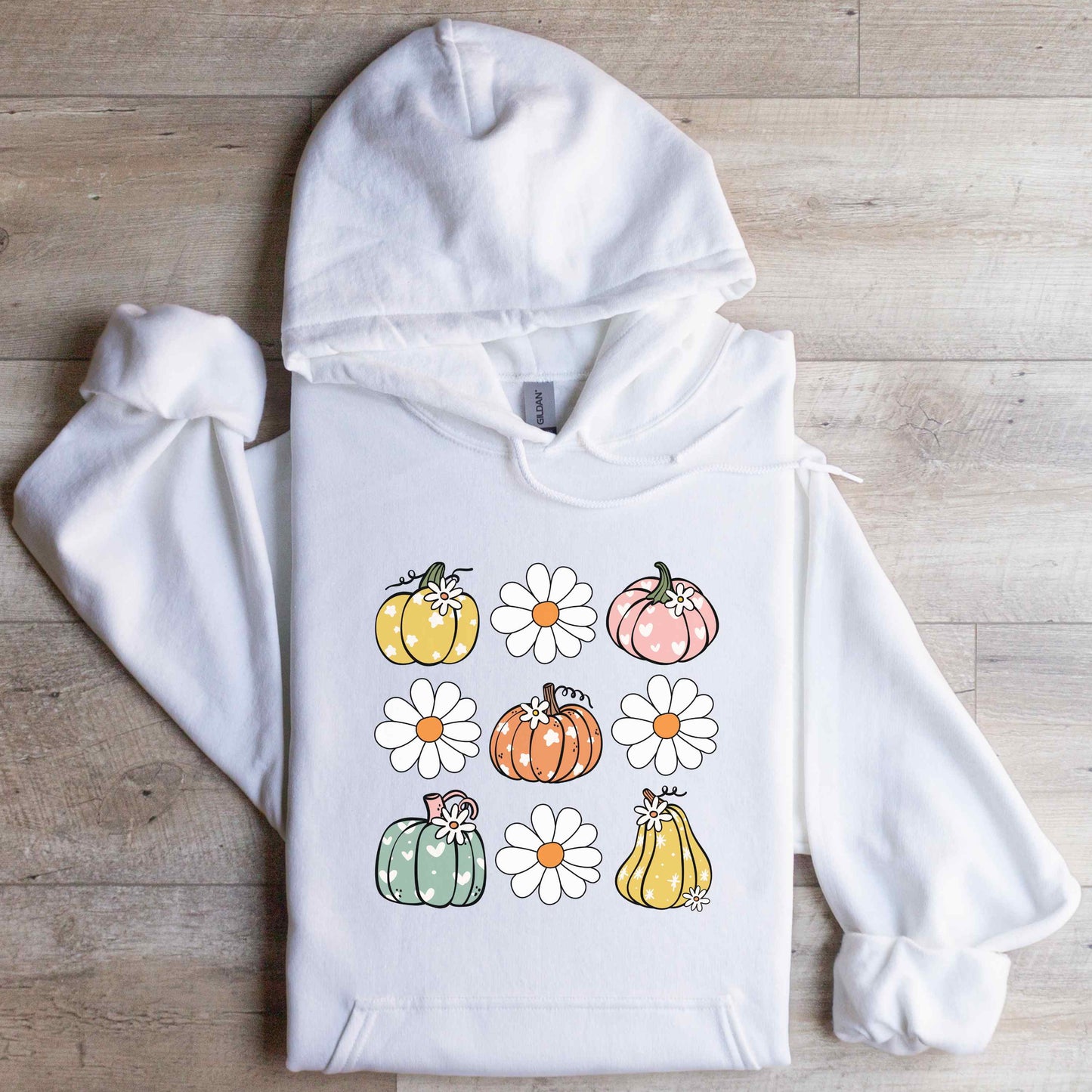 Hooded Sweatshirt Cutest Pumpkin in the Patch White Flat Lay