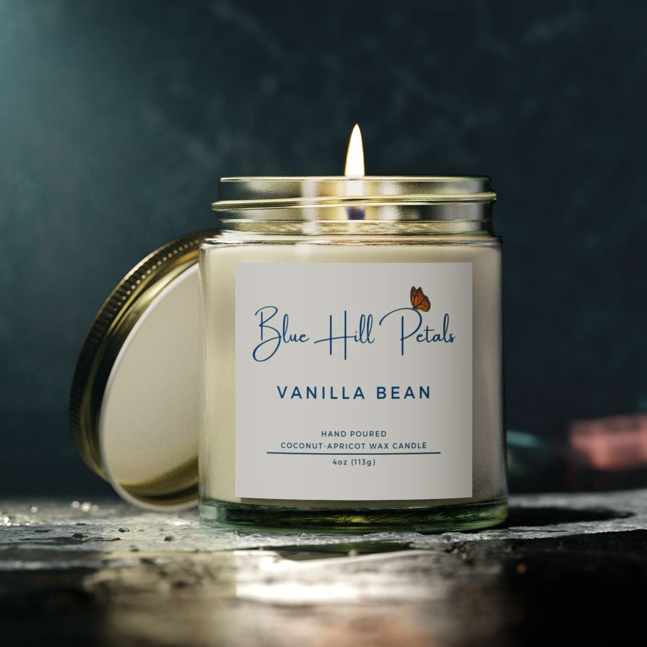 Scented Candle Vanilla Bean Coconut Apricot Wax – Blue Hill Petals